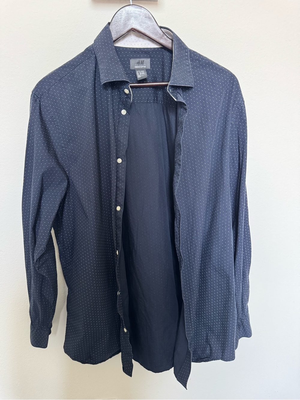 H&M Men’s Dark Navy Tiny Dot Button-Down Shirt